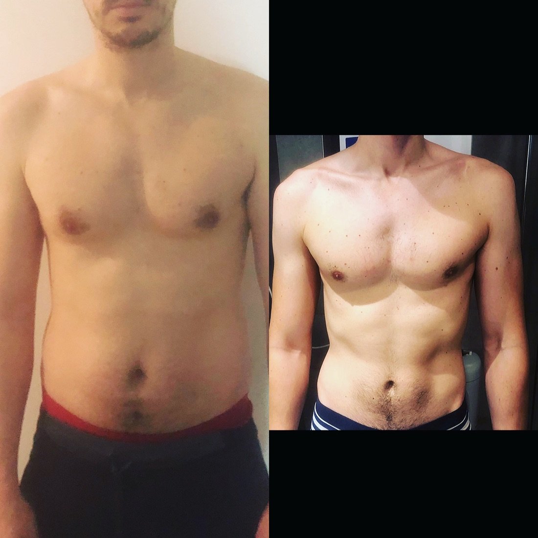 Antes y después de Álex, alumno de FSC+30: recomposición corporal con más músculo